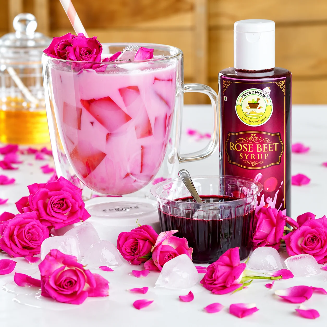 ROSE BEET SYRUP / NATURAL ROSE MILK SYRUP from Farm2Home