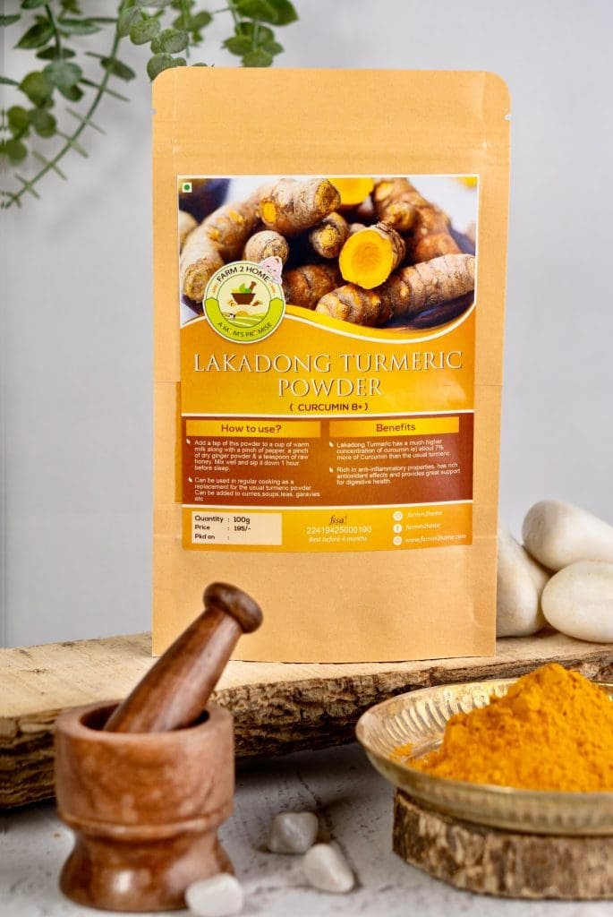 LAKADONG TURMERIC POWDER - (CURCUMIN 8+) (100g) - Farm 2 Home