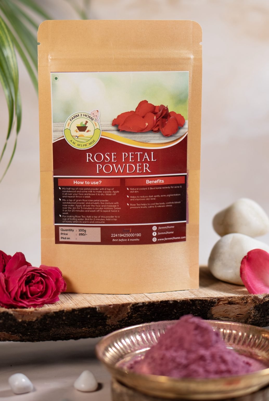 ROSE PETAL POWDER (100g) - Farm 2 Home