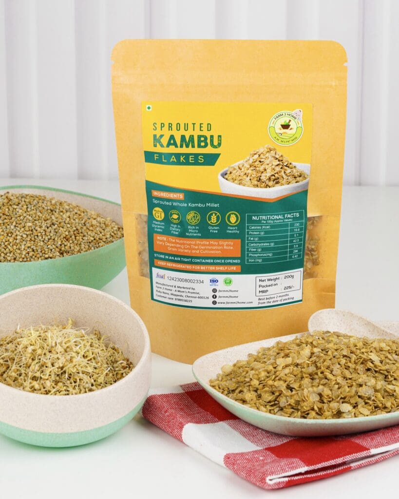 SPROUTED KAMBU / PEARL MILLET FLAKES (250g) | Farm 2 Home