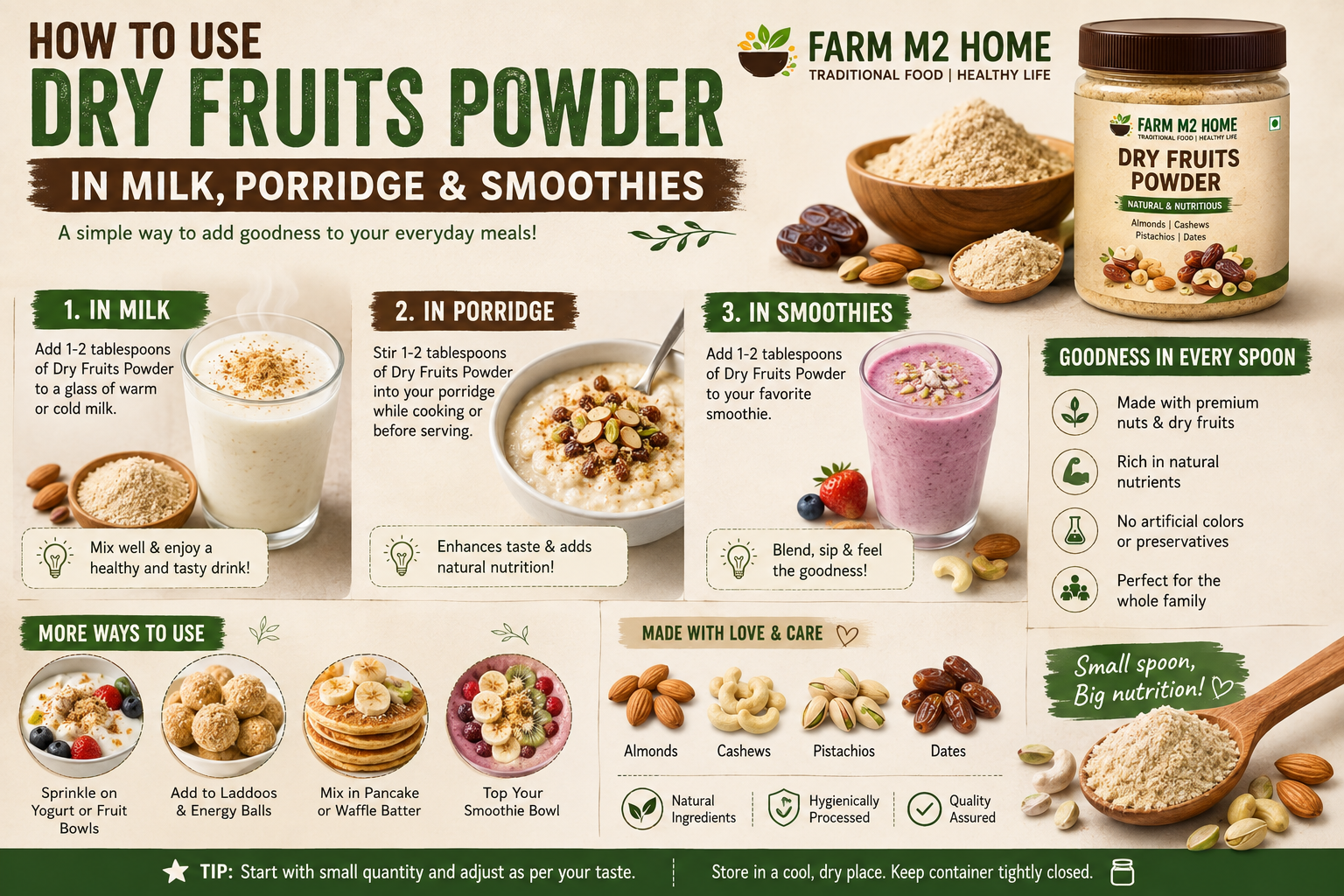 You are currently viewing How to Use Dry Fruits Powder in Milk, Porridge and Smoothies